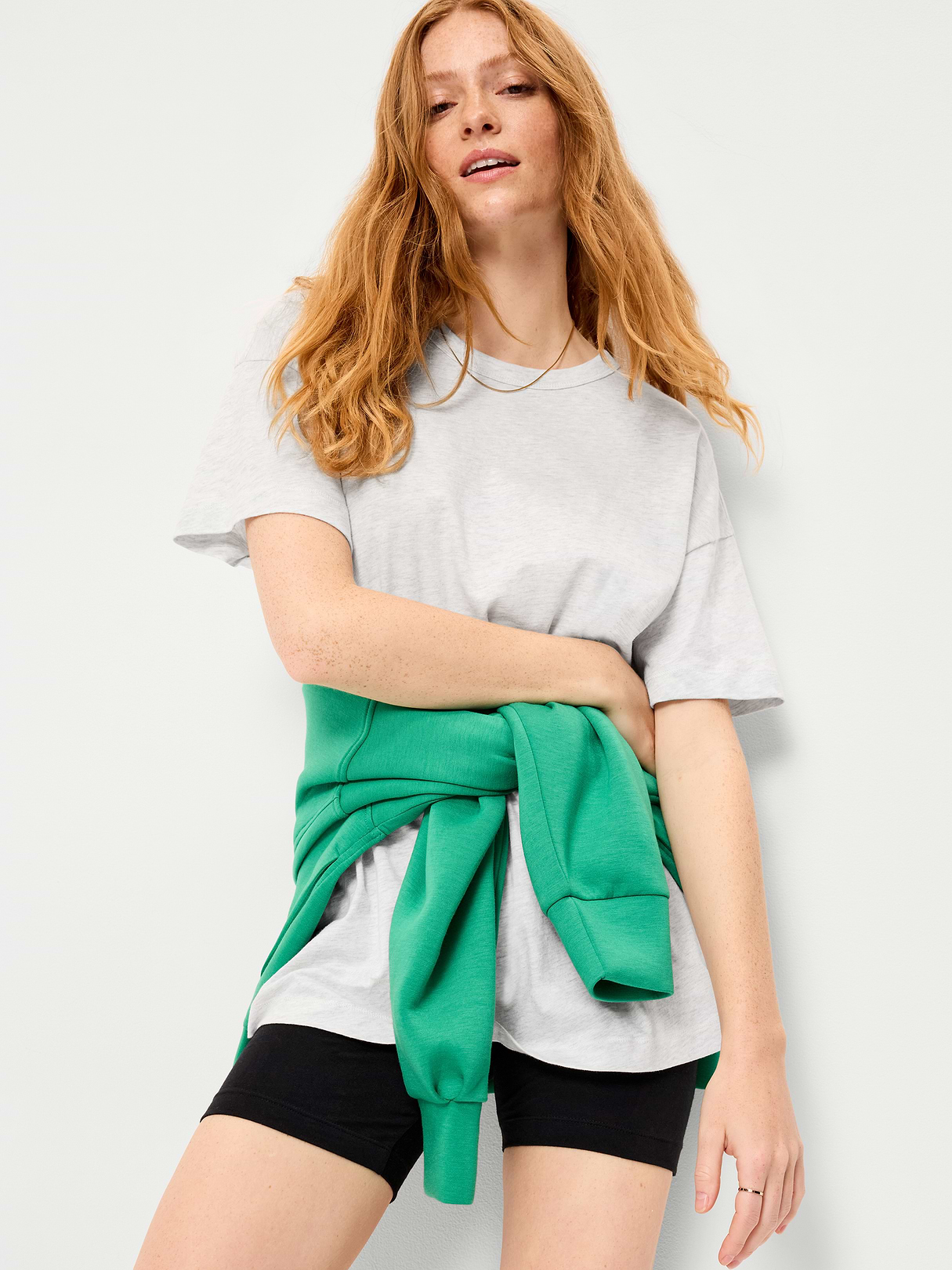 Oversized EveryWear Tunic T-Shirt - Faux-Heather Gray