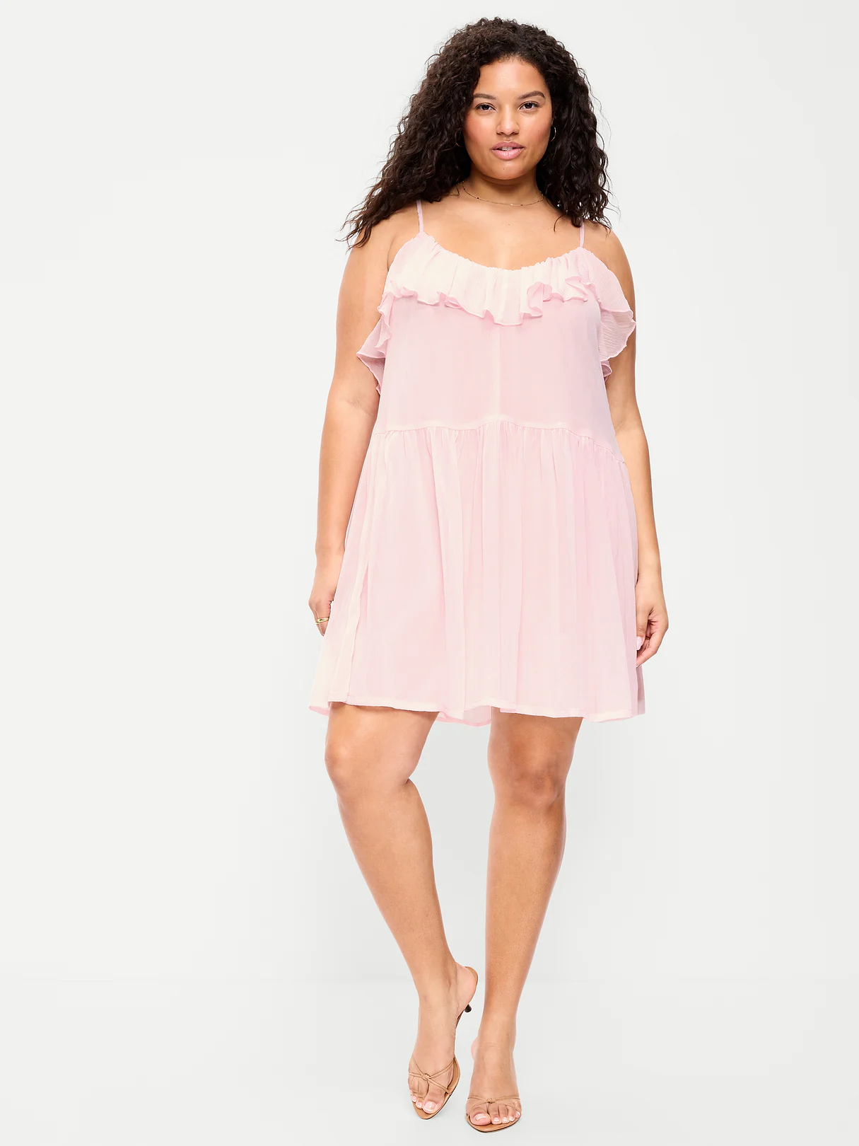 Ruffle-Front Flounce Mini Dress - Blush On You