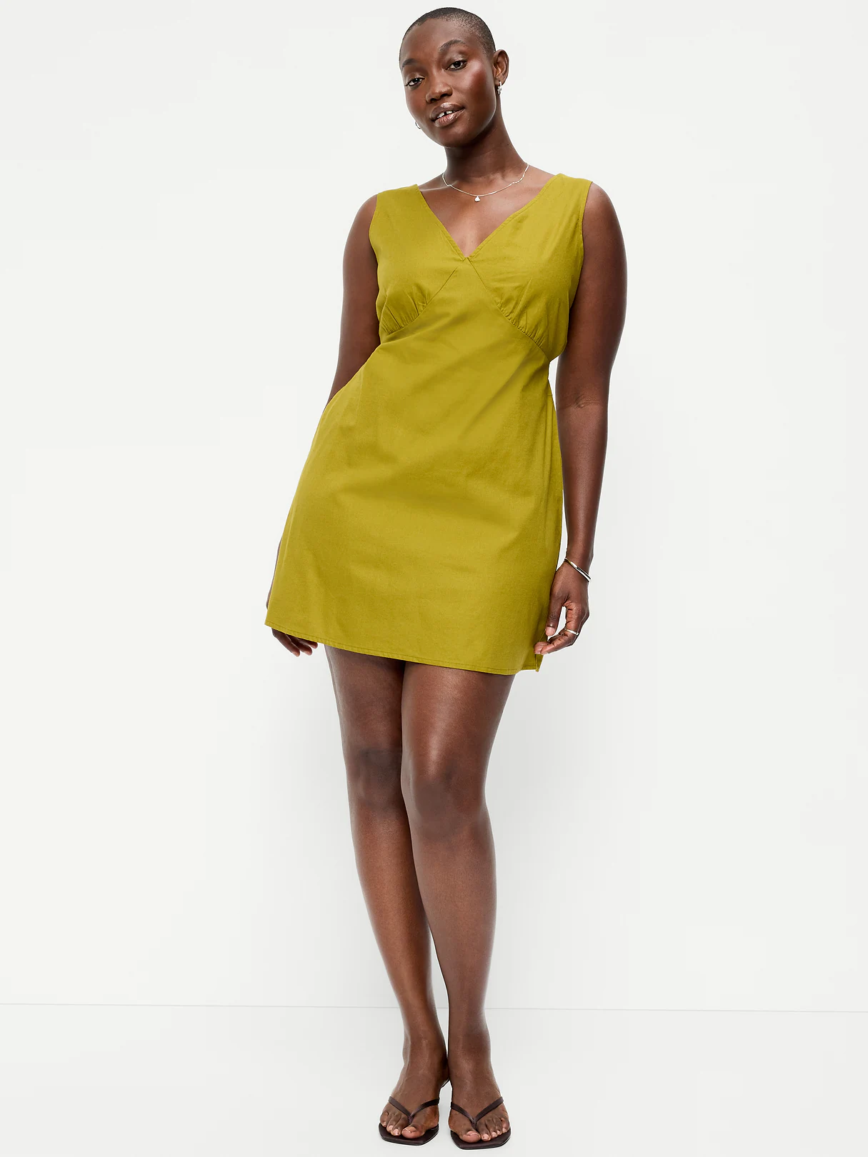 Sleeveless A-Line Mini Dress - Mysterious Fern