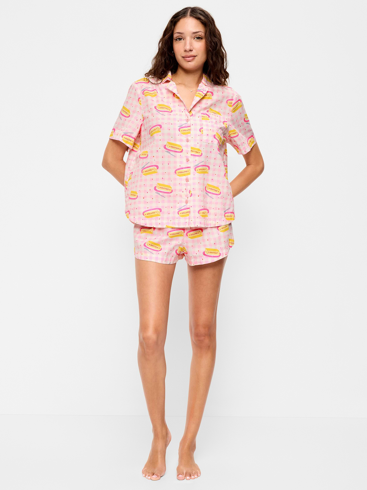 Poplin Pajama Short Set - Sweet Butter