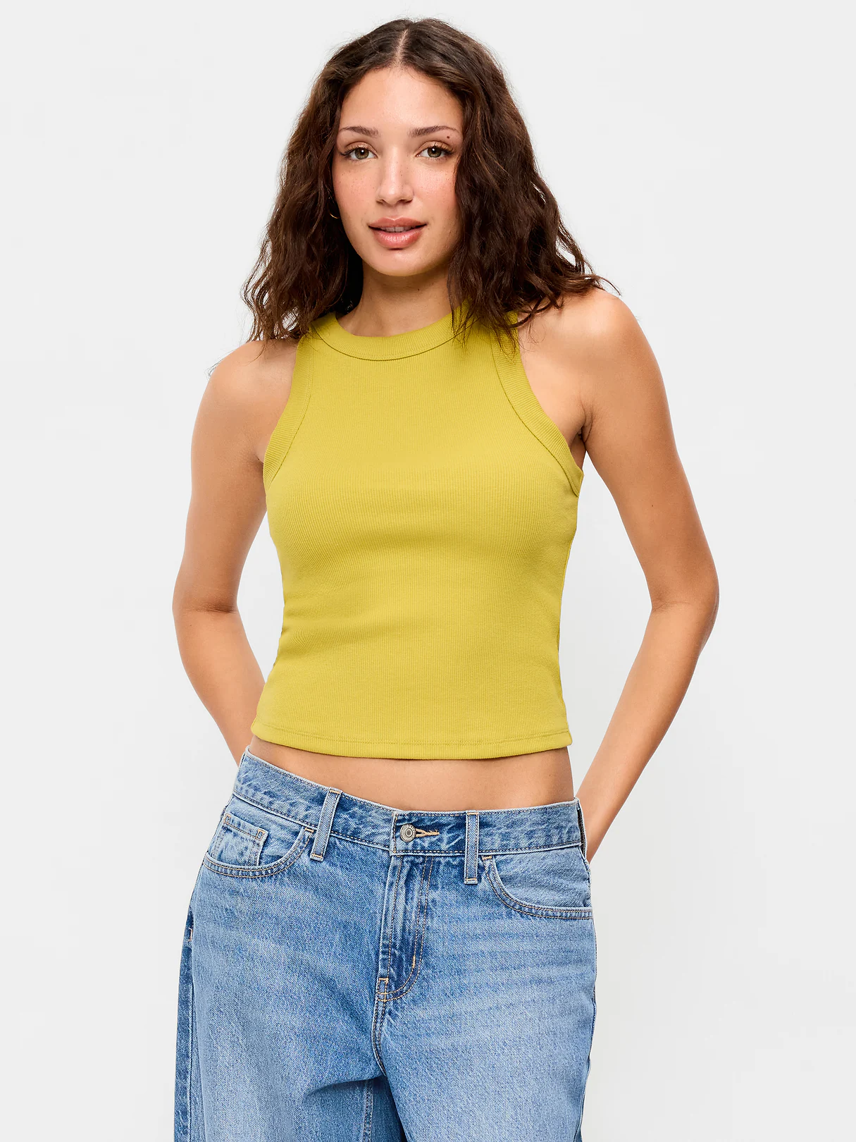 Crop Ribbed Tank Top - Lacewing
