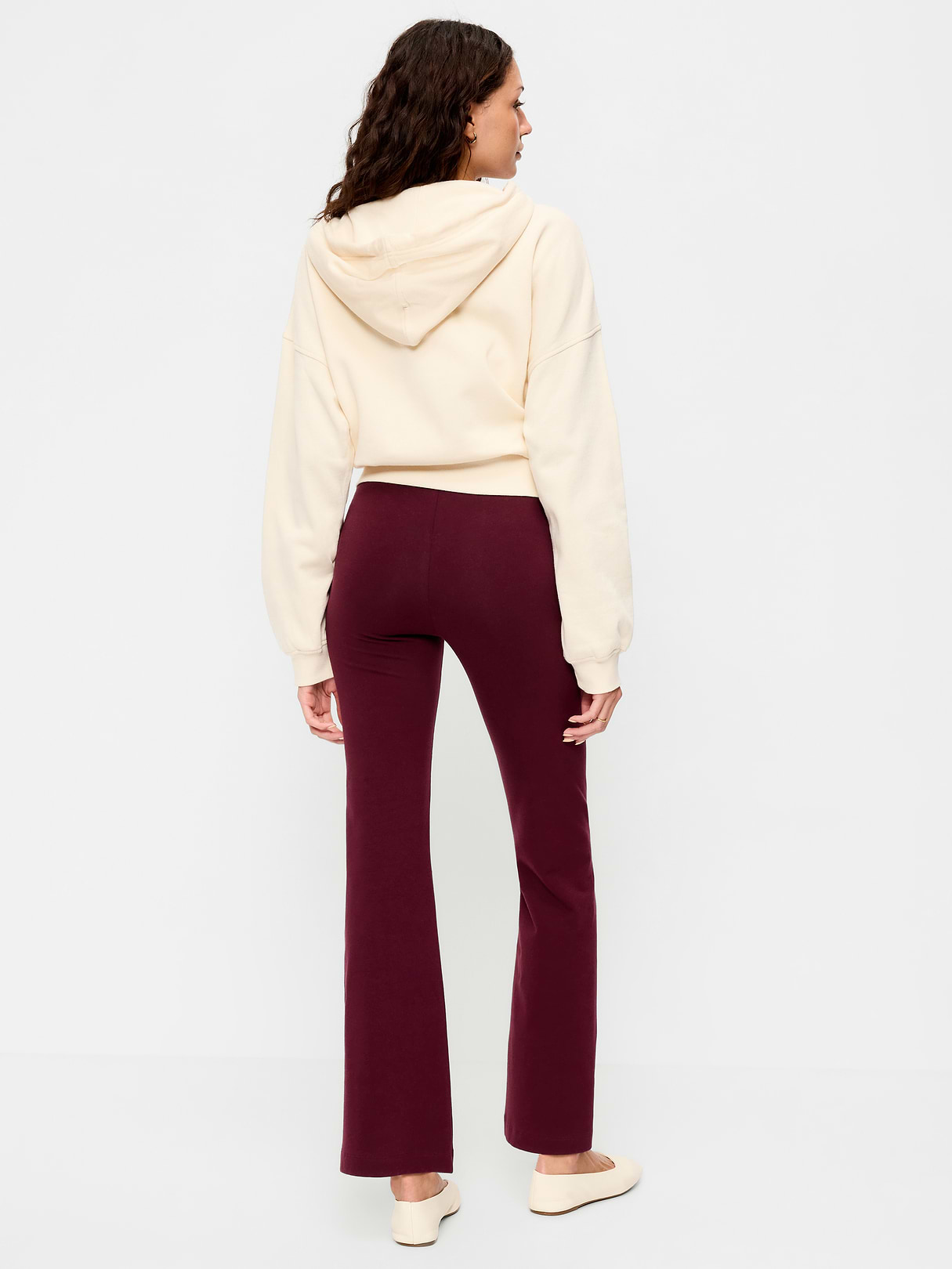 High-Waisted Flare Leggings - Red Raisin