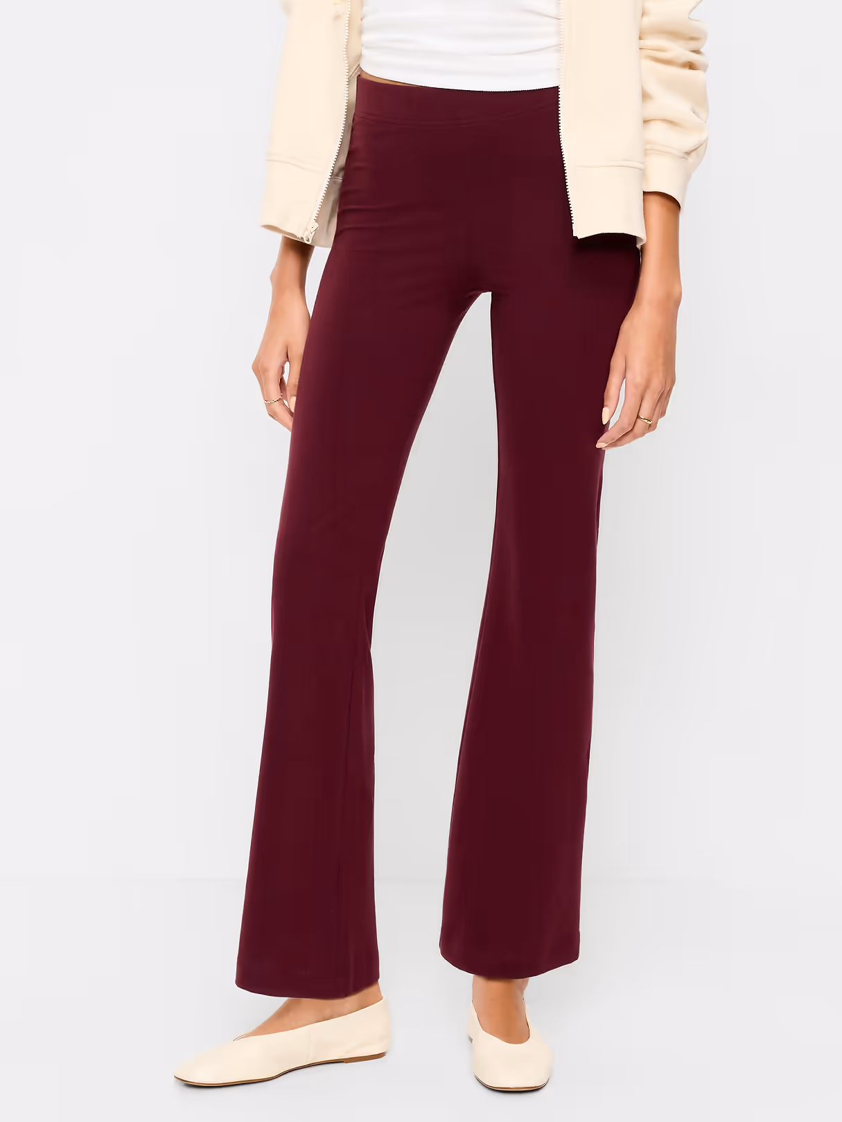 High-Waisted Flare Leggings - Red Raisin
