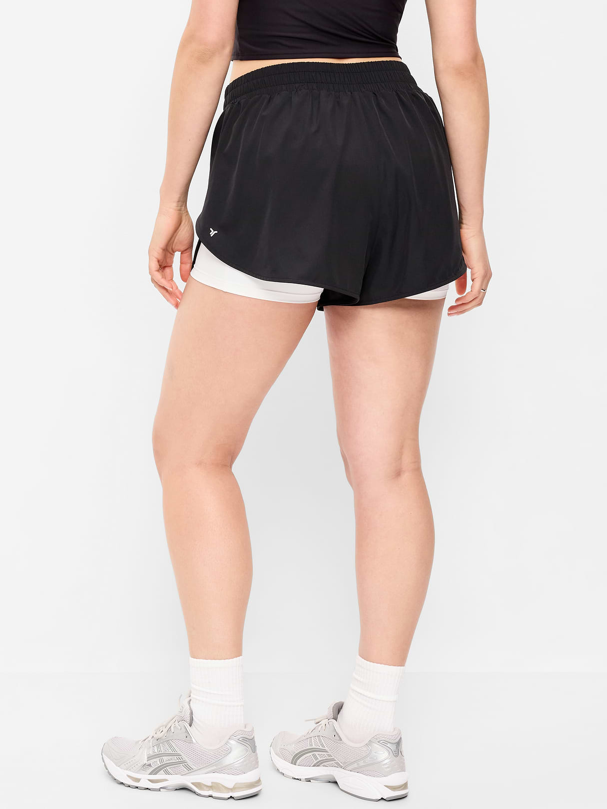 High-Waisted StretchTech 2-In-1 Run Shorts - Black Jack