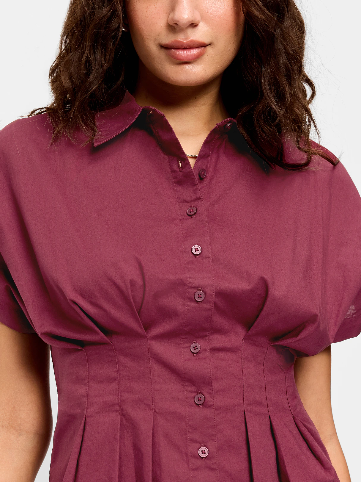 Slim-Waisted Button-Down Shirt - Have-a-Heart Red