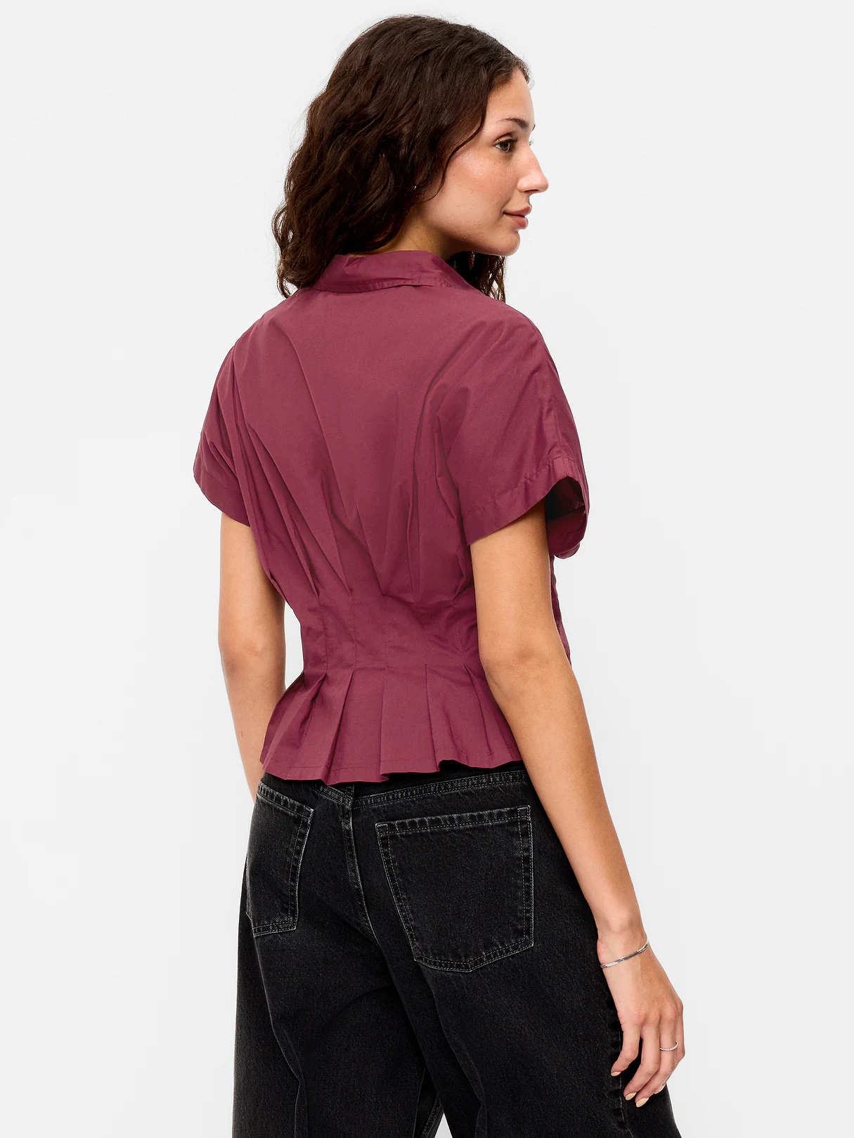 Slim-Waisted Button-Down Shirt - Have-a-Heart Red