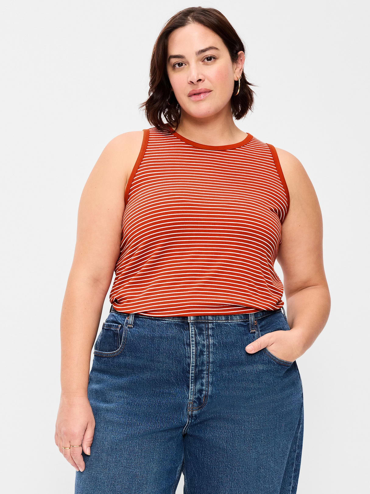 Luxe Sleeveless Top - Red Stripe