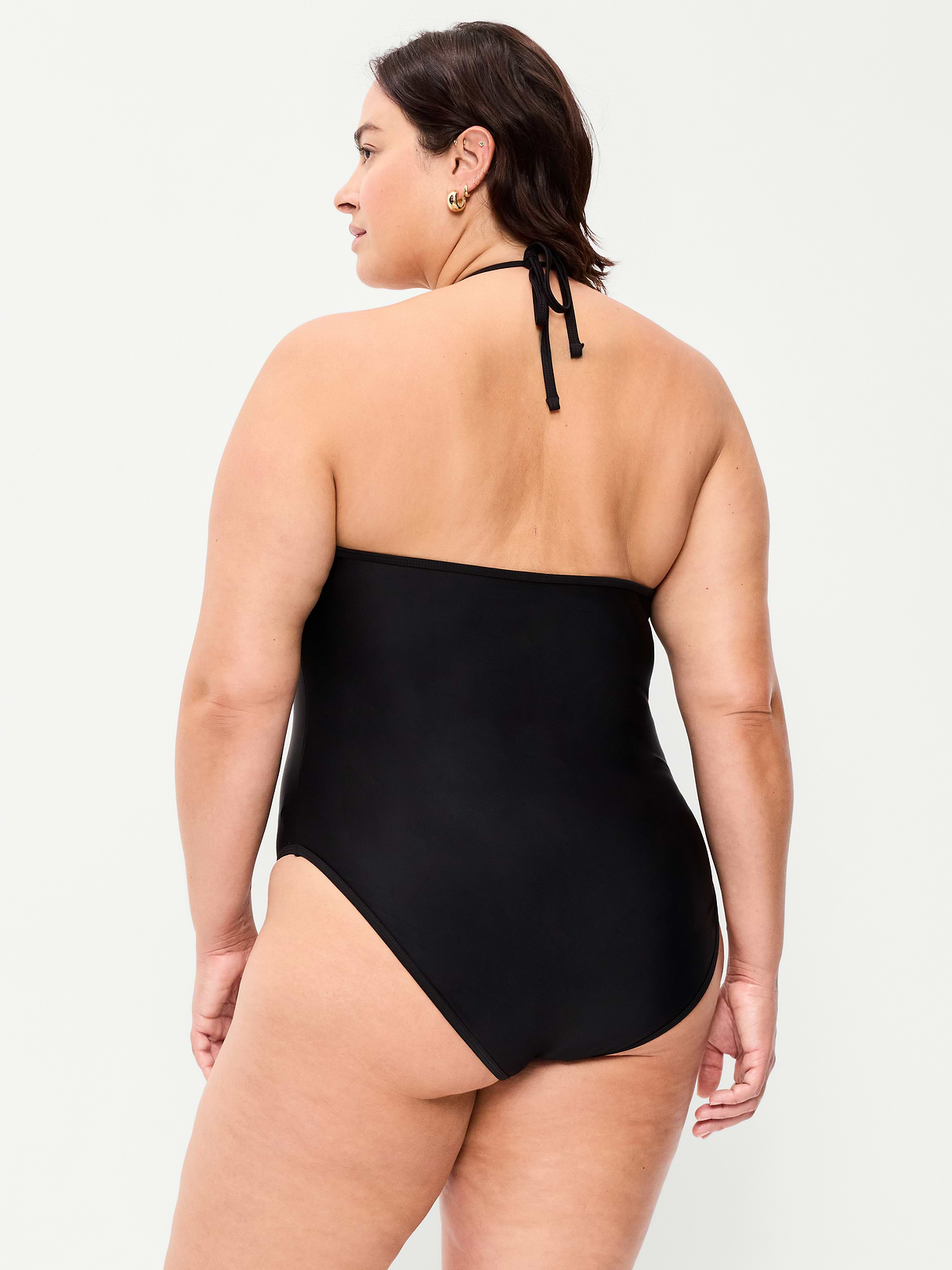 Pique V-Neck Halter Swimsuit - Black Jack (904880022)