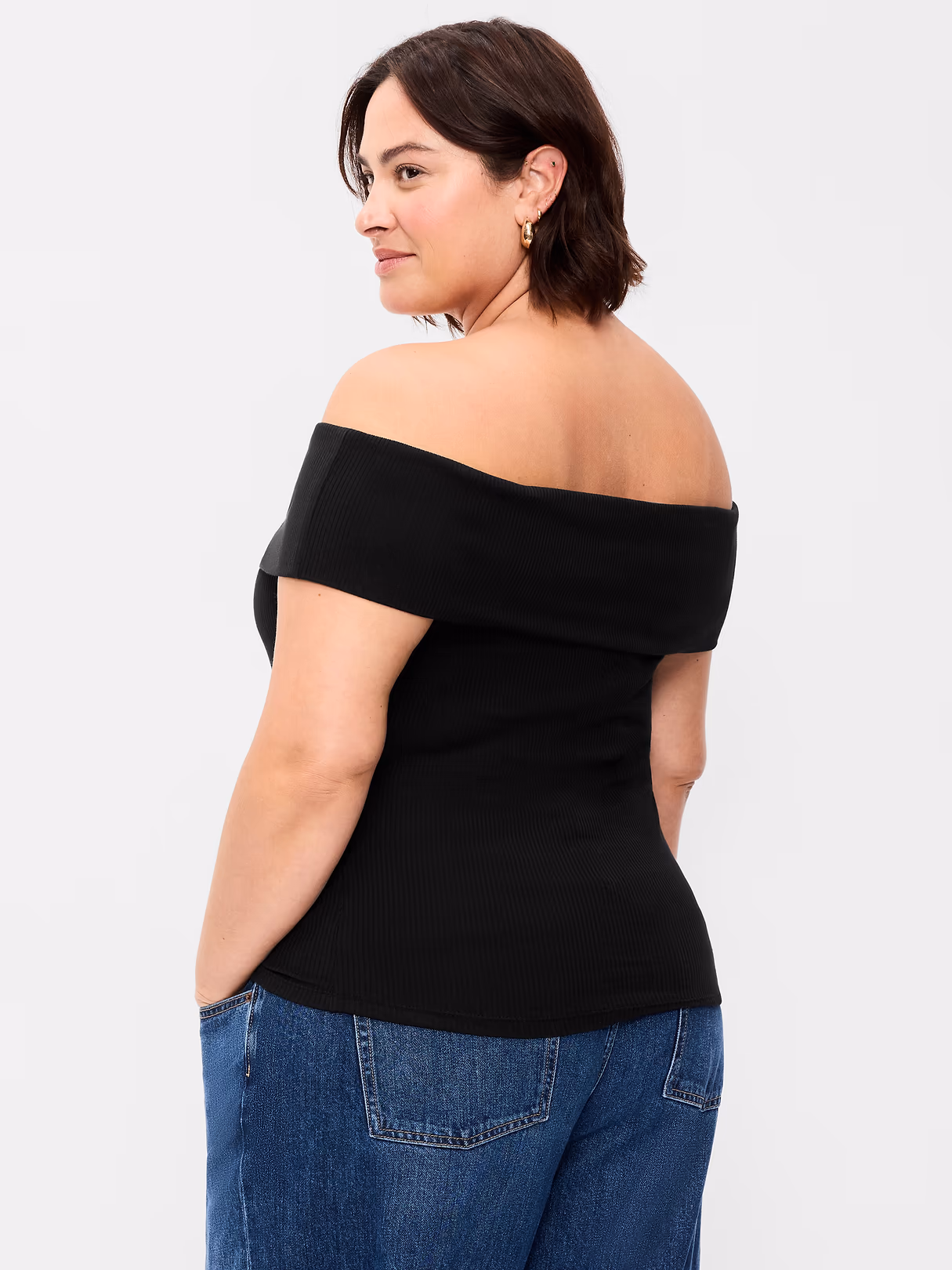 Off-The-Shoulder Fitted Top - Black Jack