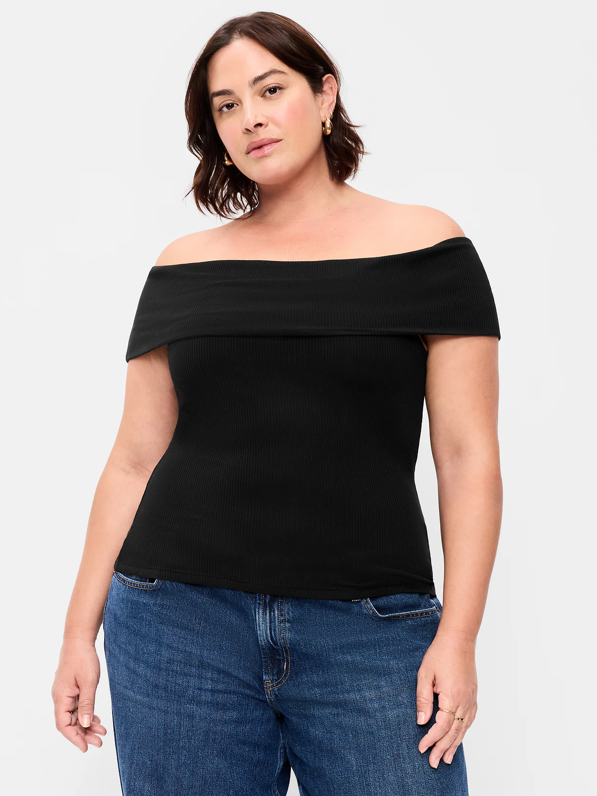 Off-The-Shoulder Fitted Top - Black Jack