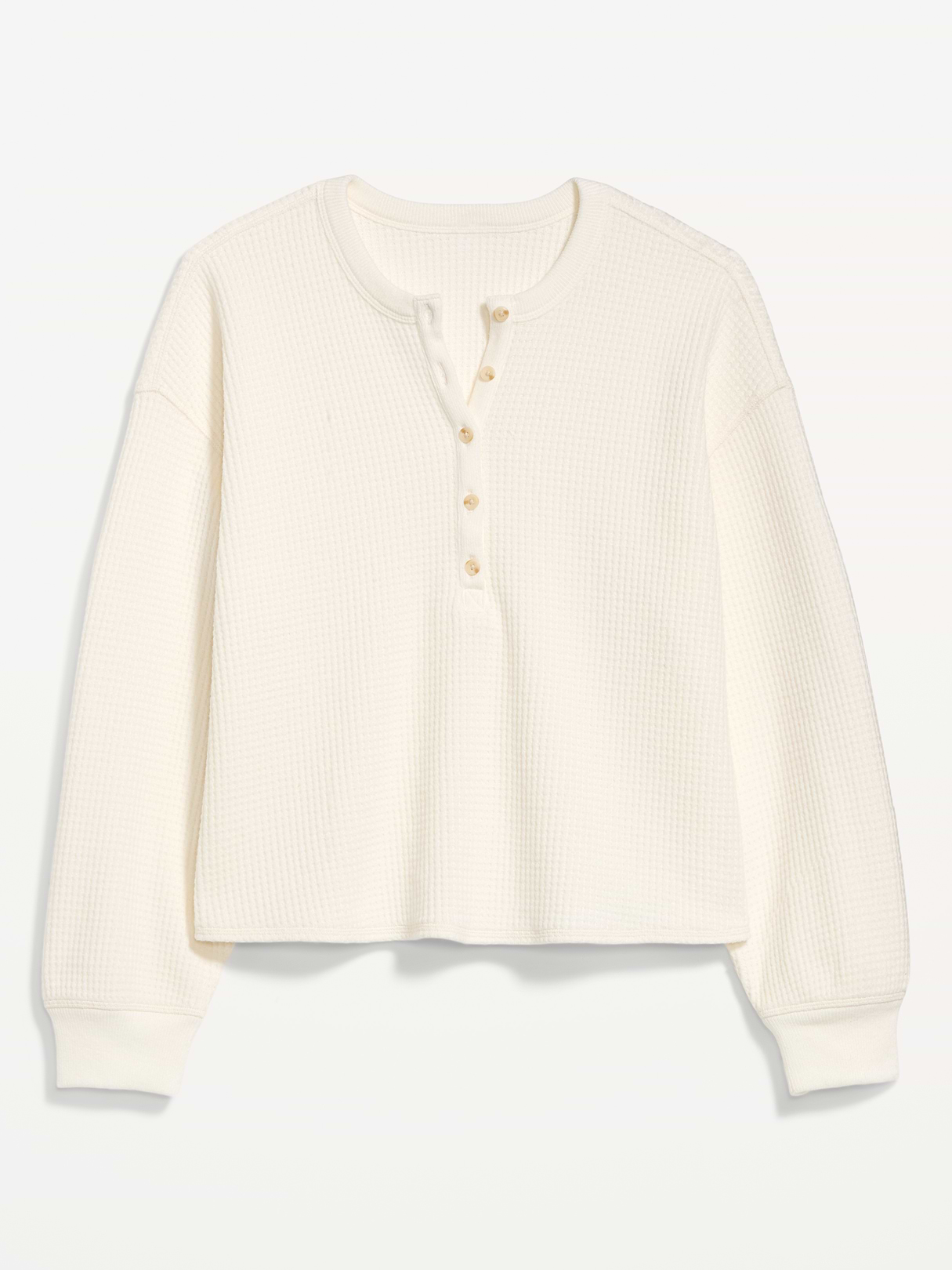 Long-Sleeve Crew-Neck Henley T-Shirt - Sea Salt