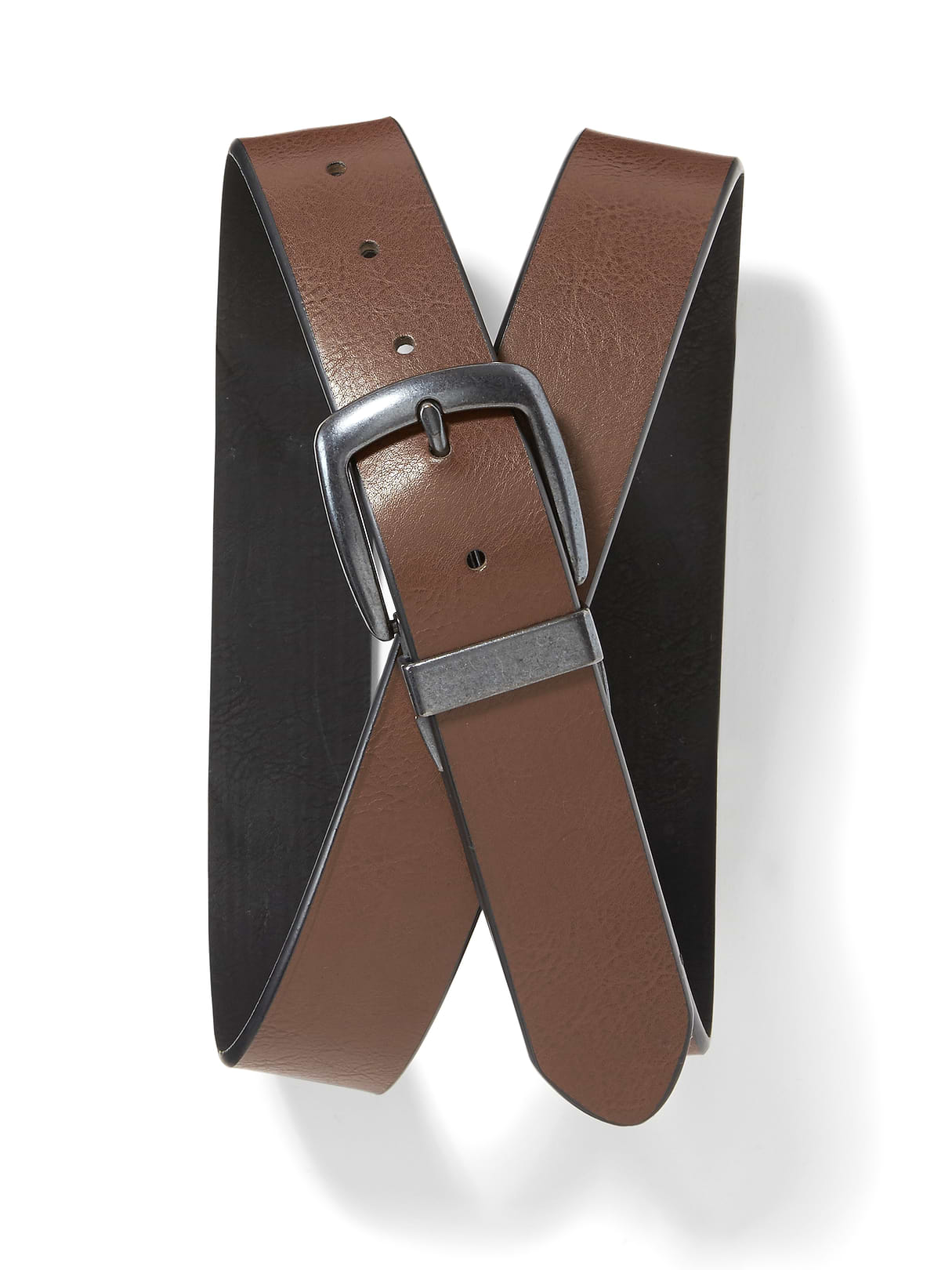 Faux-Leather Reversible Belt - Dark Brown
