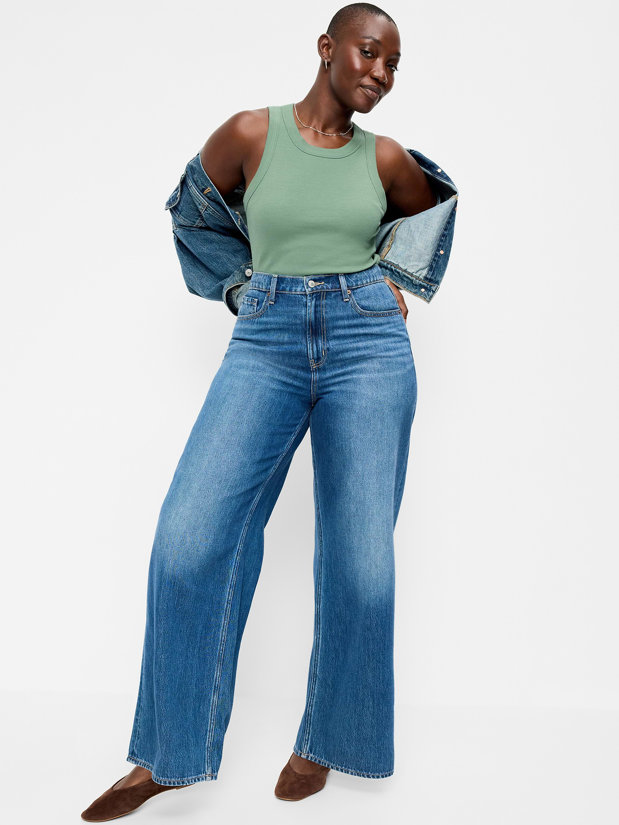 Crop Ribbed Tank Top - Herbal Green