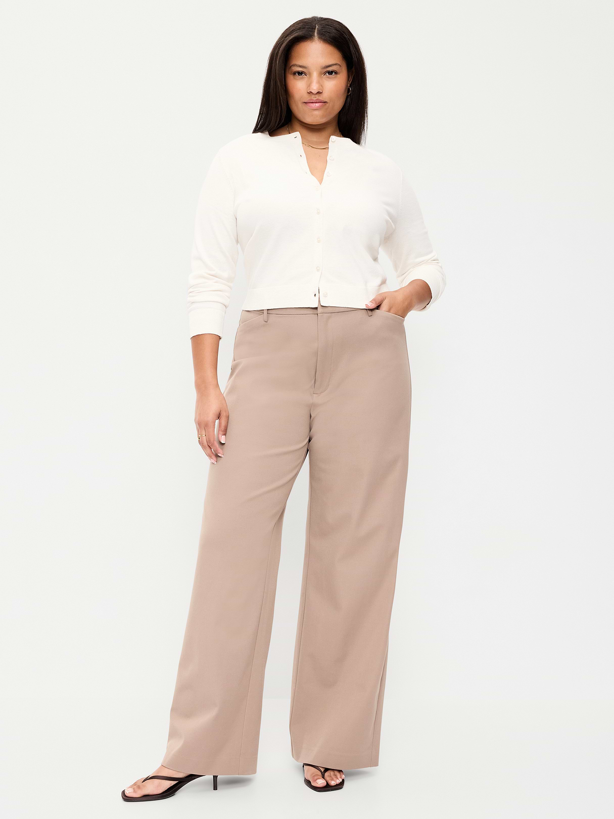 High-Waisted Pull-On Pixie Wide Leg Pants - Chocolate Malted