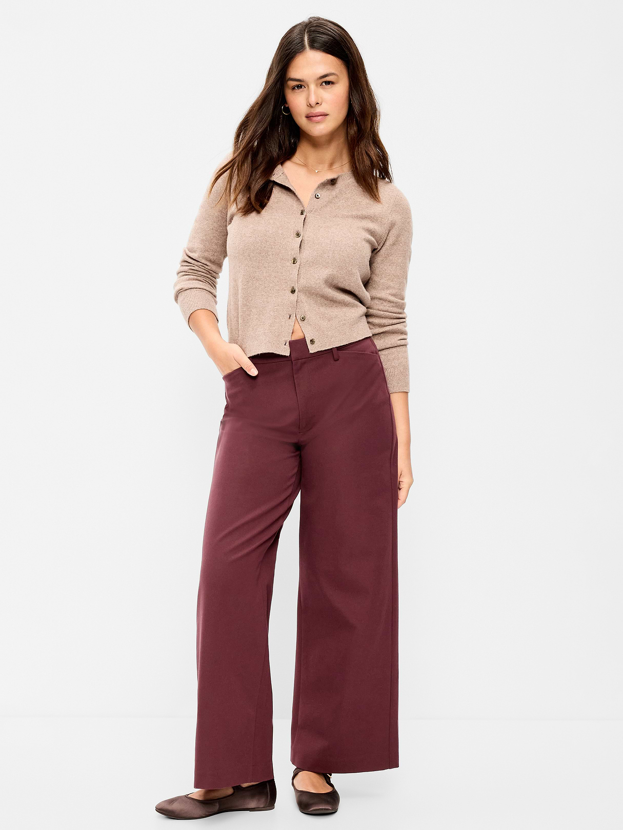 High-Waisted Pull-On Pixie Wide Leg Pants - Raisin Arizona