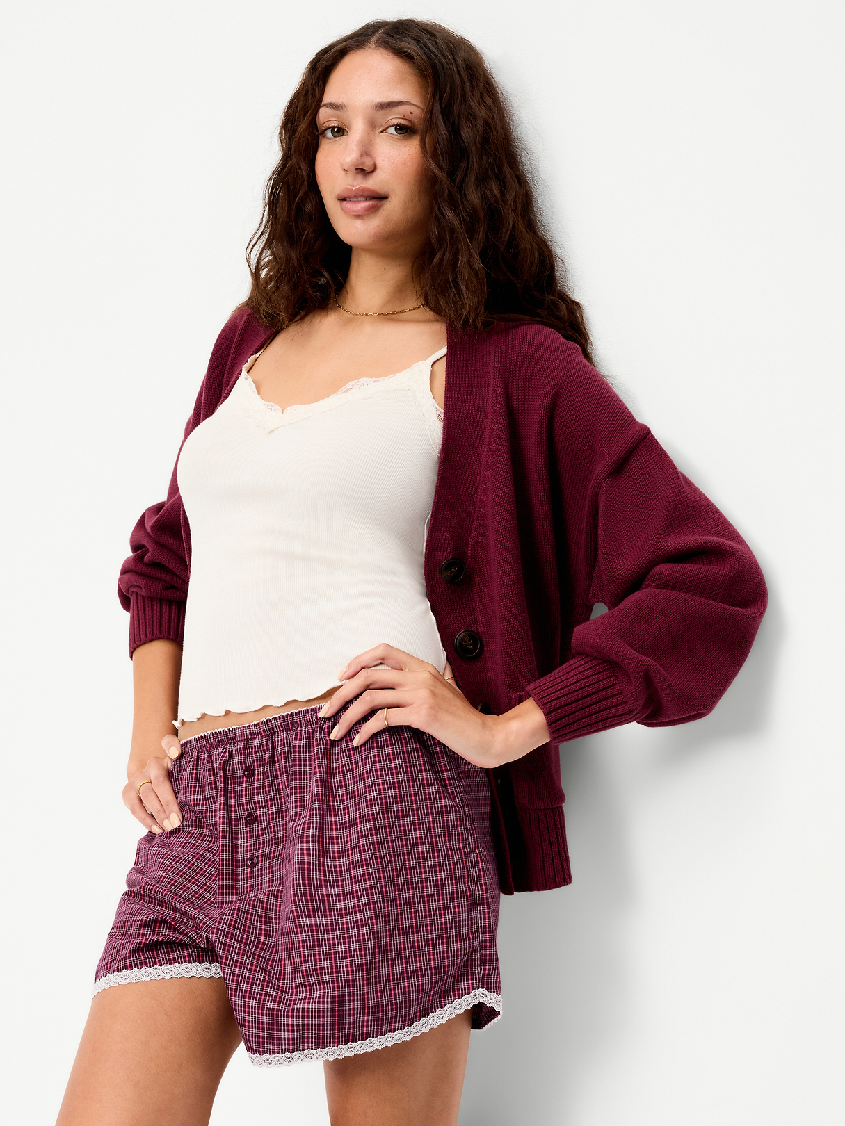 Classic Poplin Boxer Pajama Shorts - Dark Red Plaid