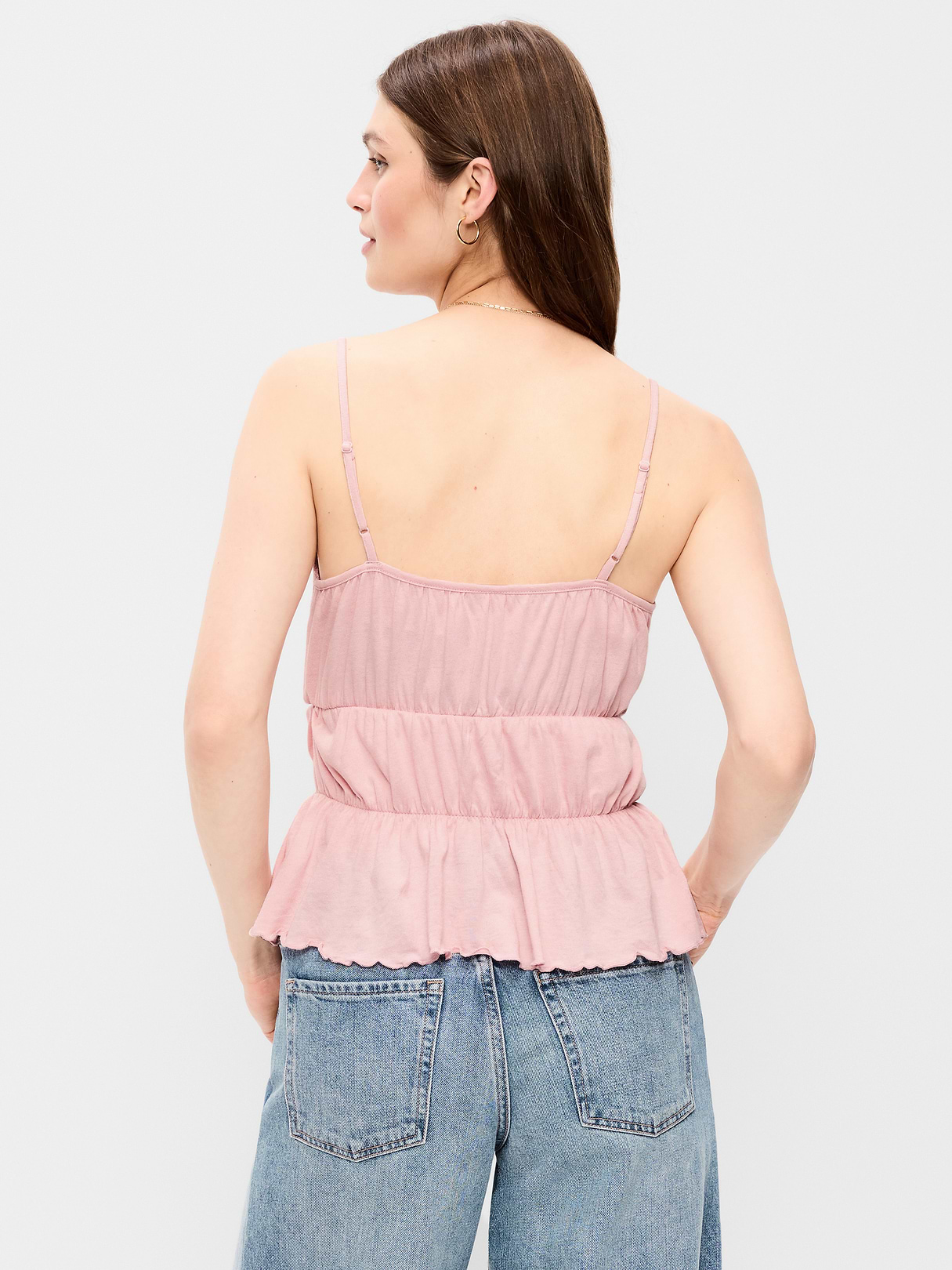 Lace-Trim Smocked-Waist Tank Top - Abalone Pink