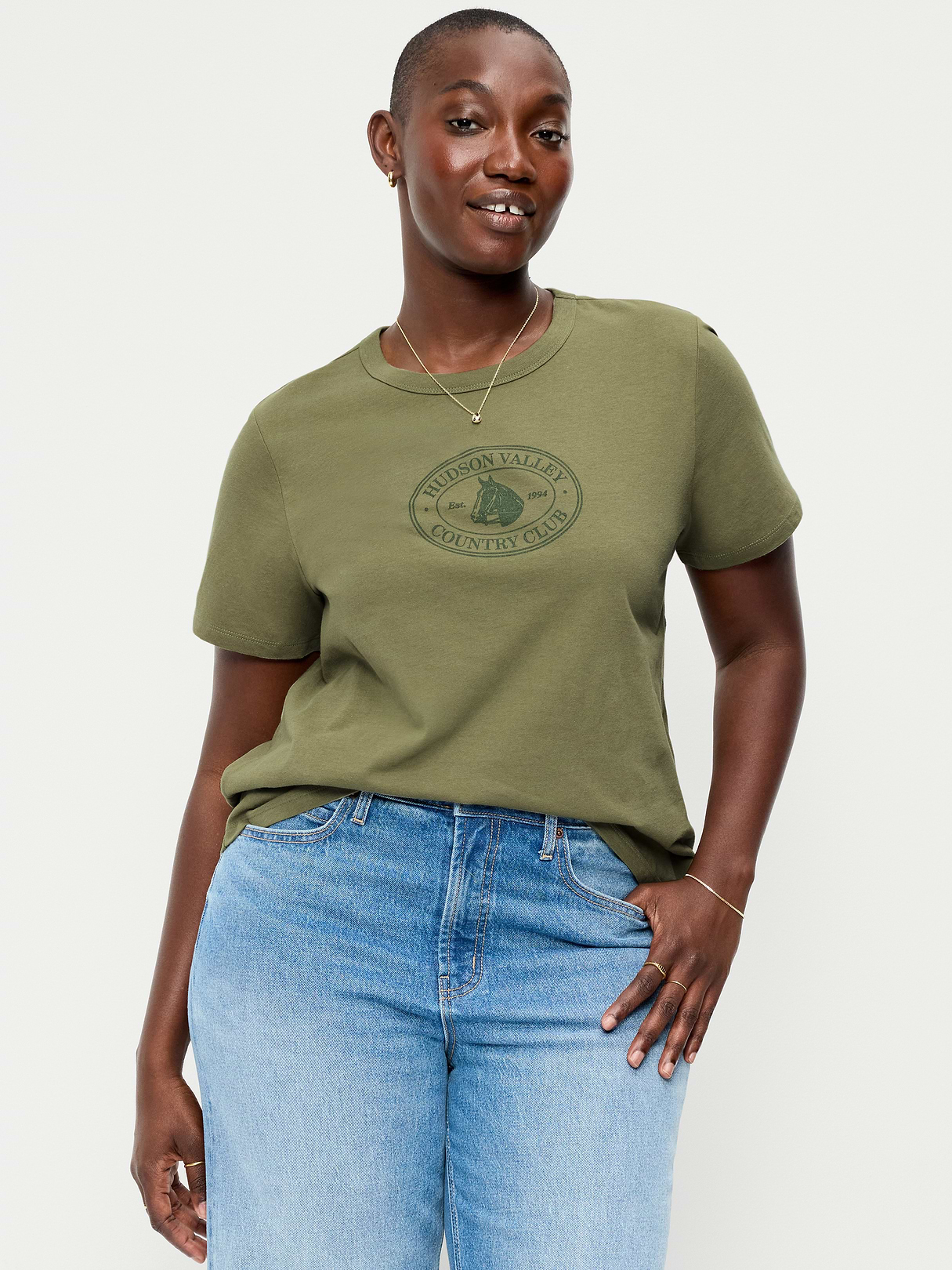 EveryWear Crew-Neck Graphic T-Shirt - Dill Caper
