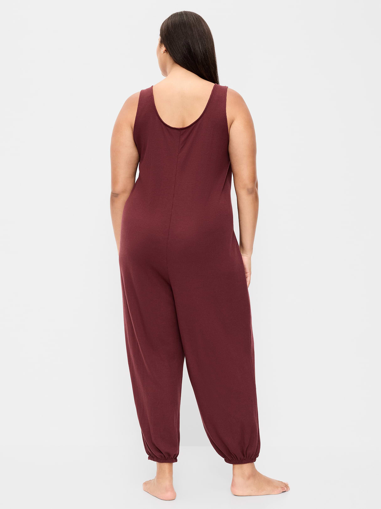Waffle-Knit Harem-Leg Pajama Jumpsuit - Reddy Or Not