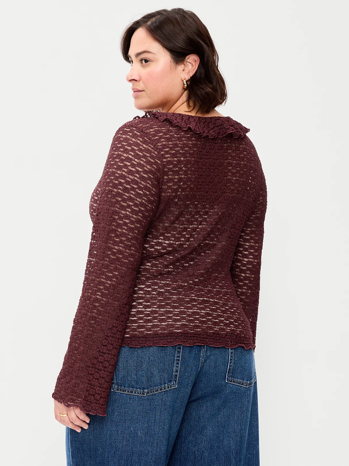 Fitted Bell-Sleeve Ruffle Top - Reddy Or Not