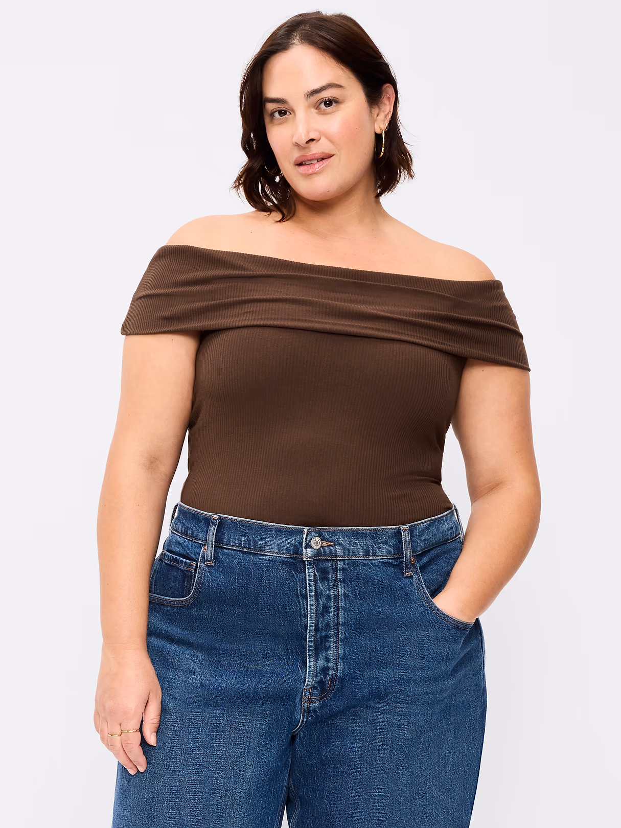 Off-The-Shoulder Fitted Top - Earthen