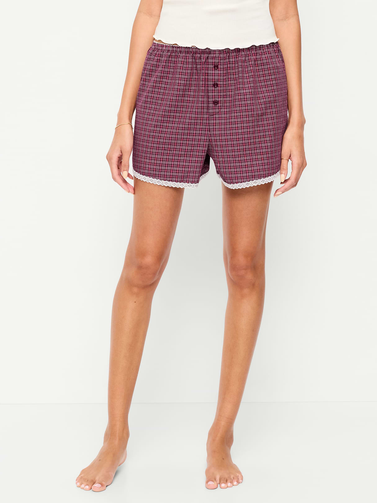 Classic Poplin Boxer Pajama Shorts - Dark Red Plaid