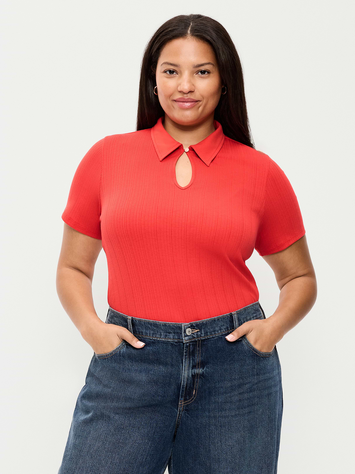 Keyhole Polo Top - Scotty Red