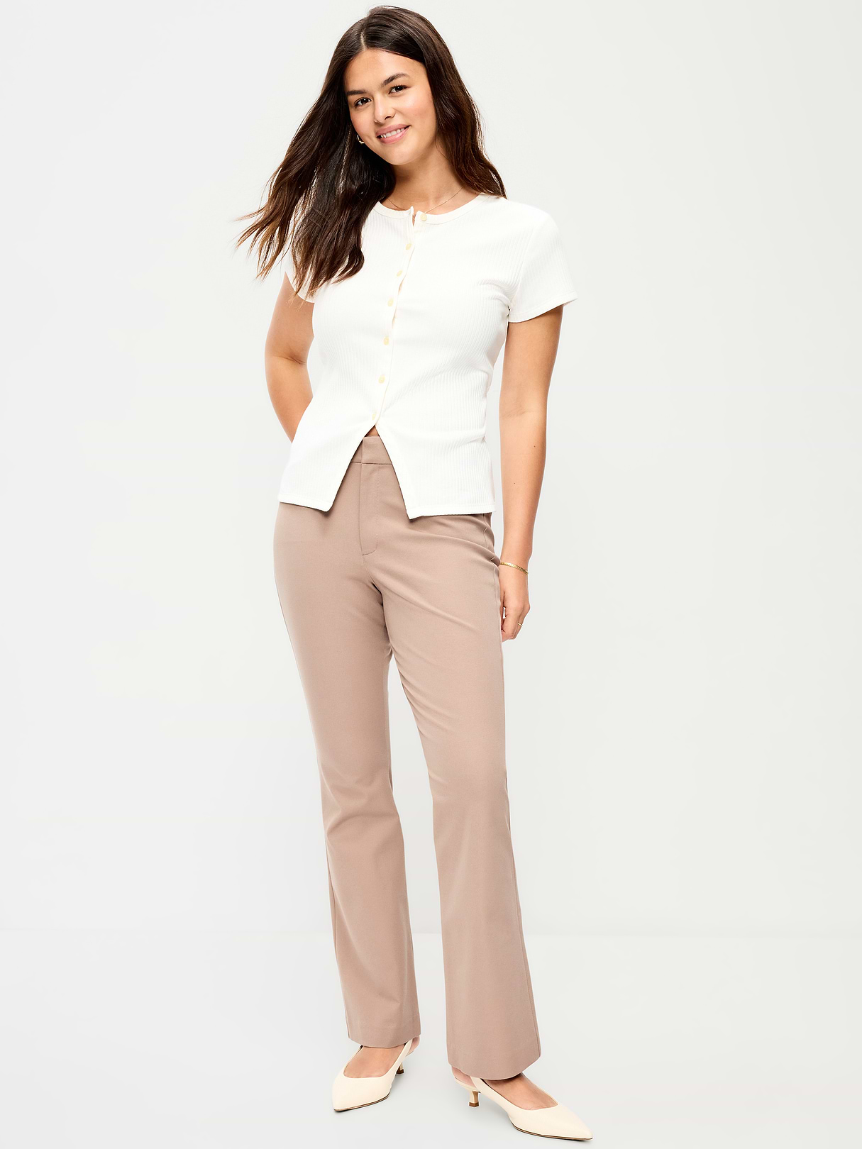 High-Waisted Pixie Flare Pants - Chocolate Malted