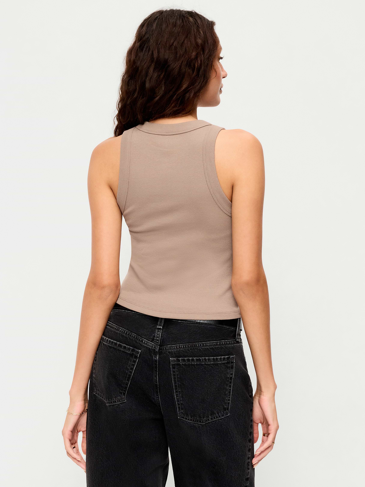 Crop Ribbed Tank Top - Chocolate Malted