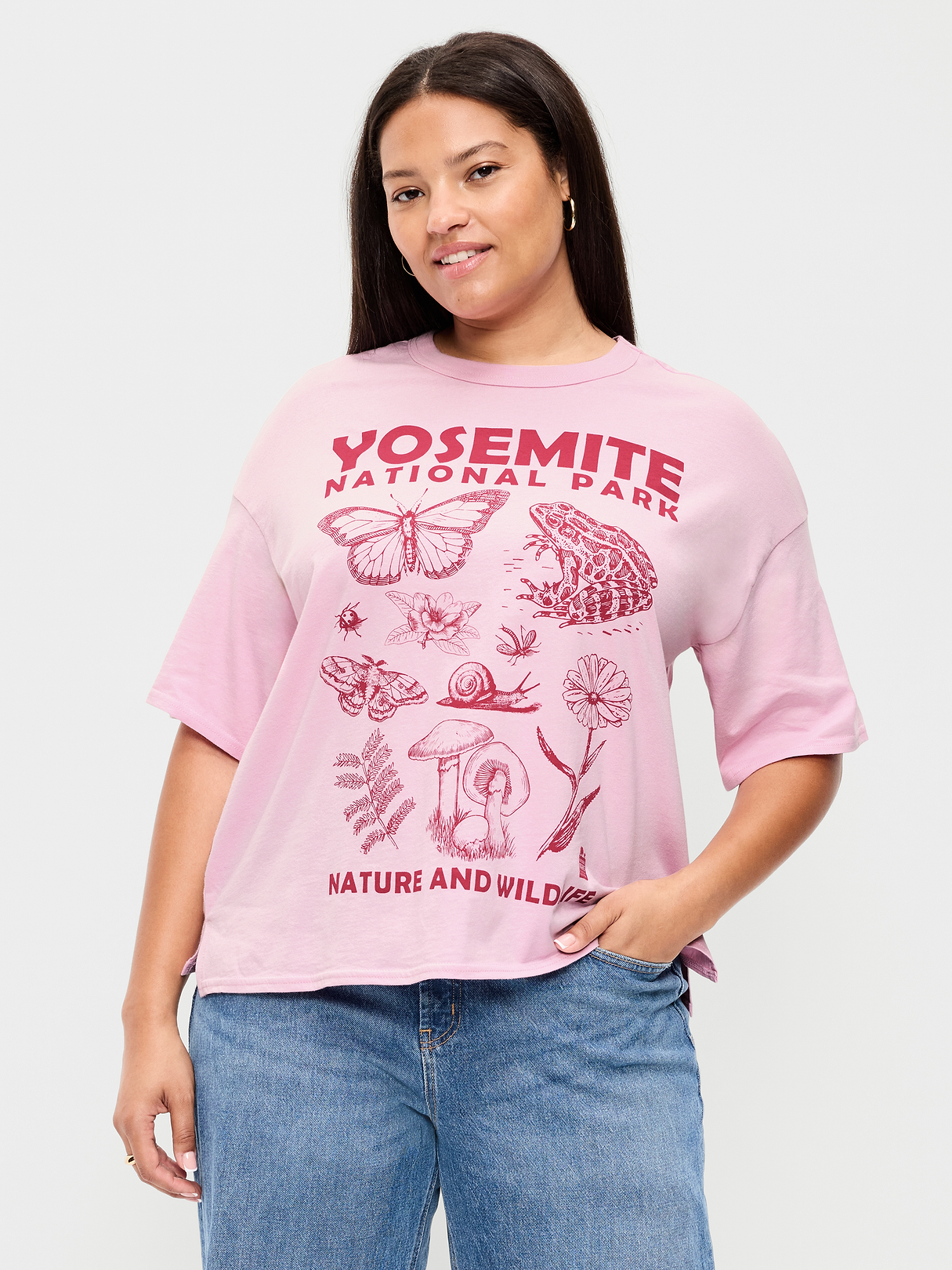 Yosemite National Park Crew-Neck Oversized T-Shirt - Bergamot