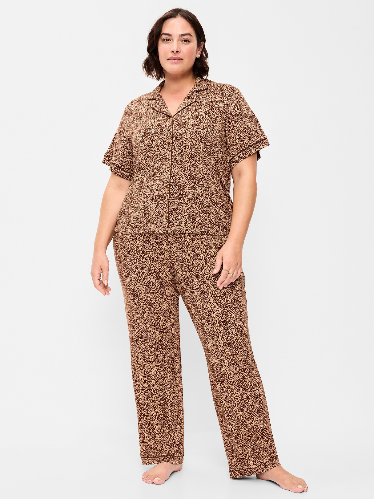 Sunday Sleep Knit Jersey Pant Set - Leopard