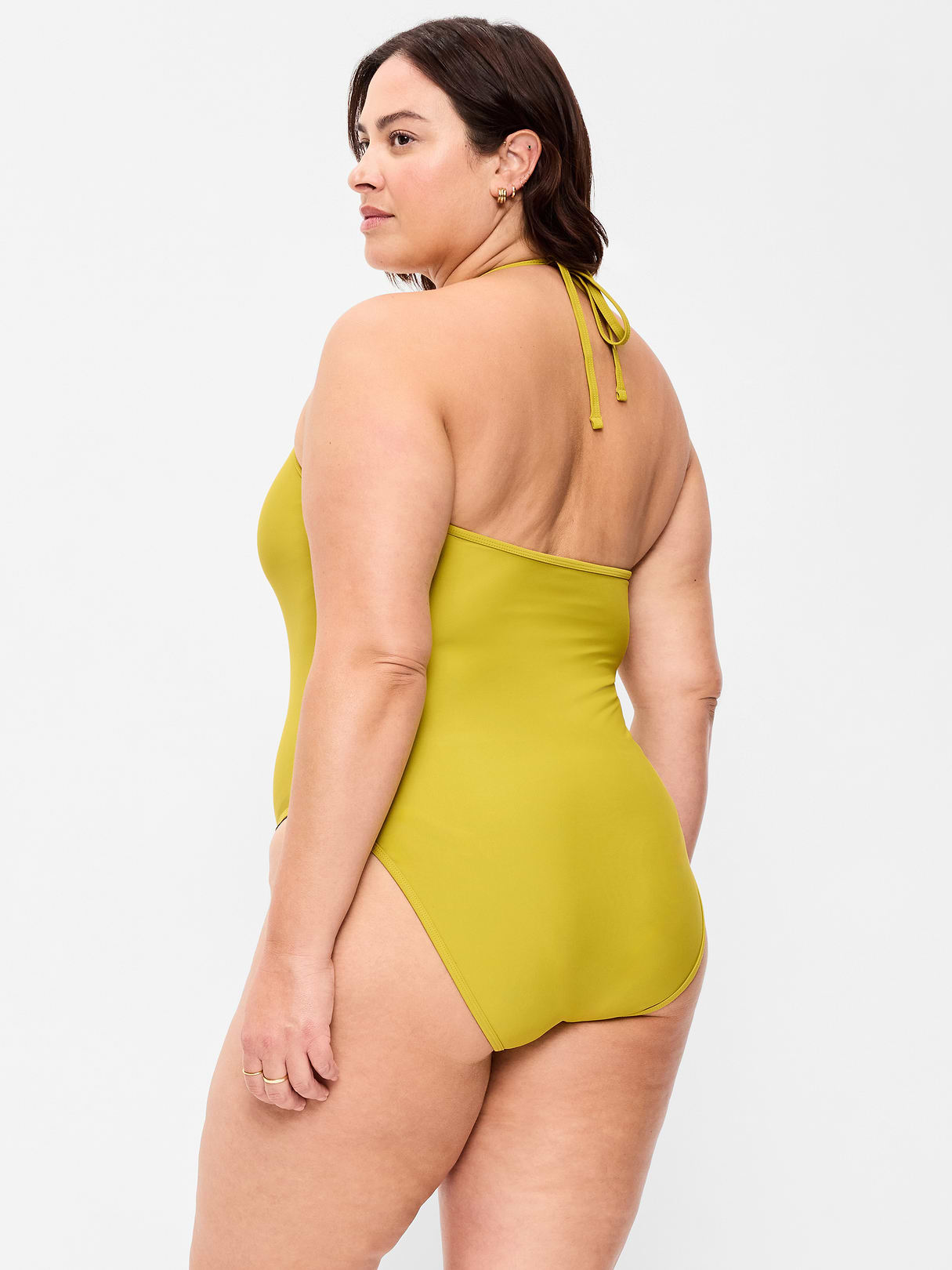 Pique V-Neck Halter Swimsuit - Lacewing