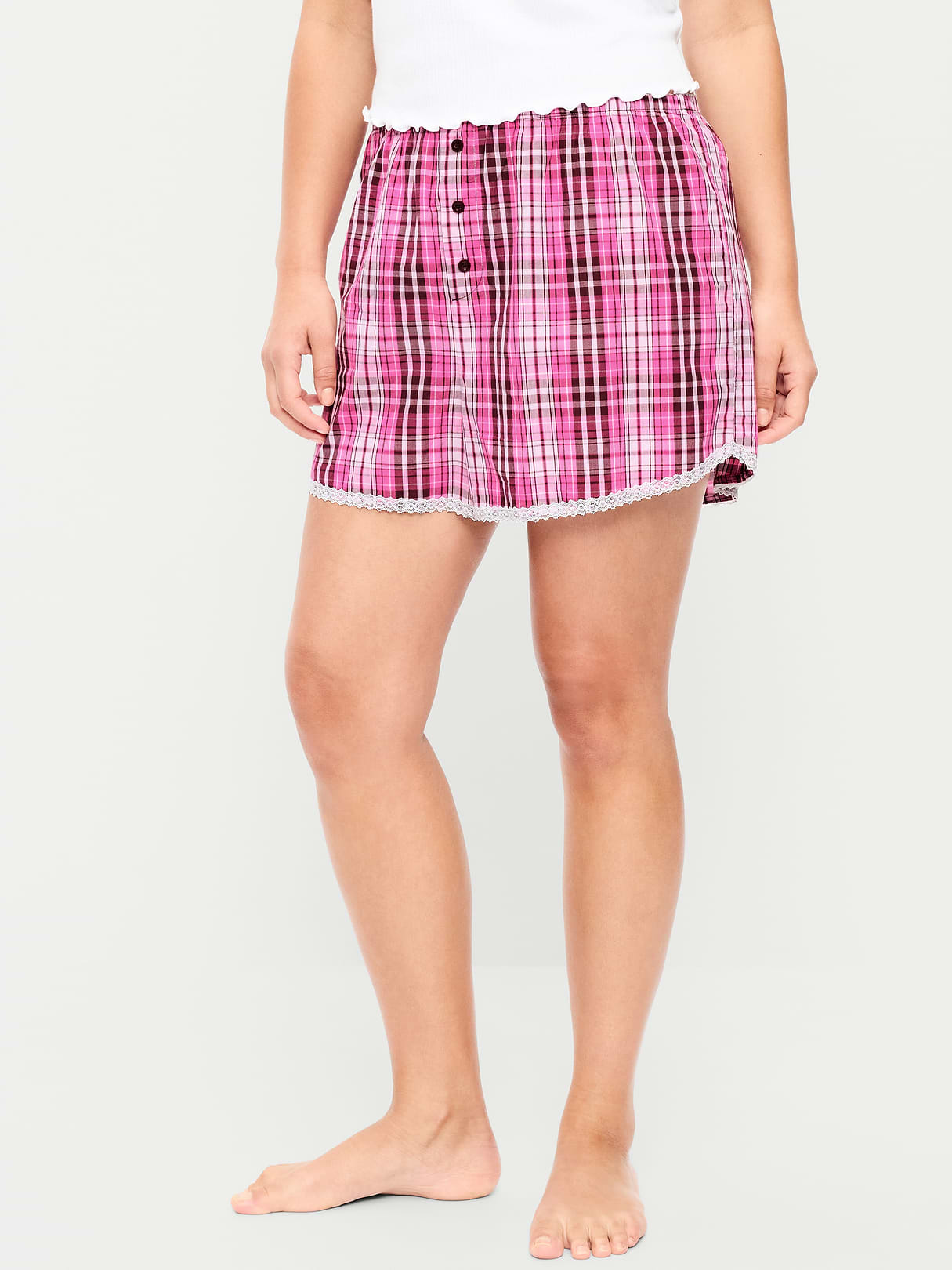 Classic Poplin Boxer Pajama Shorts - Pink Plaid