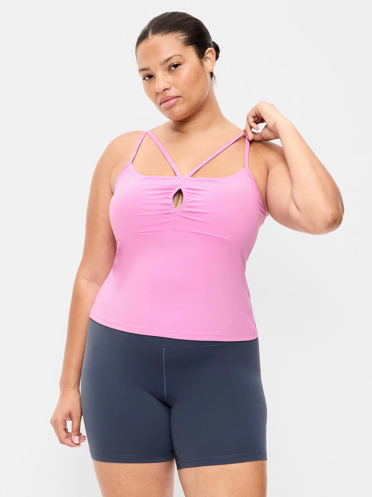 StudioSmooth Strappy Light Support Top - Rock Rose