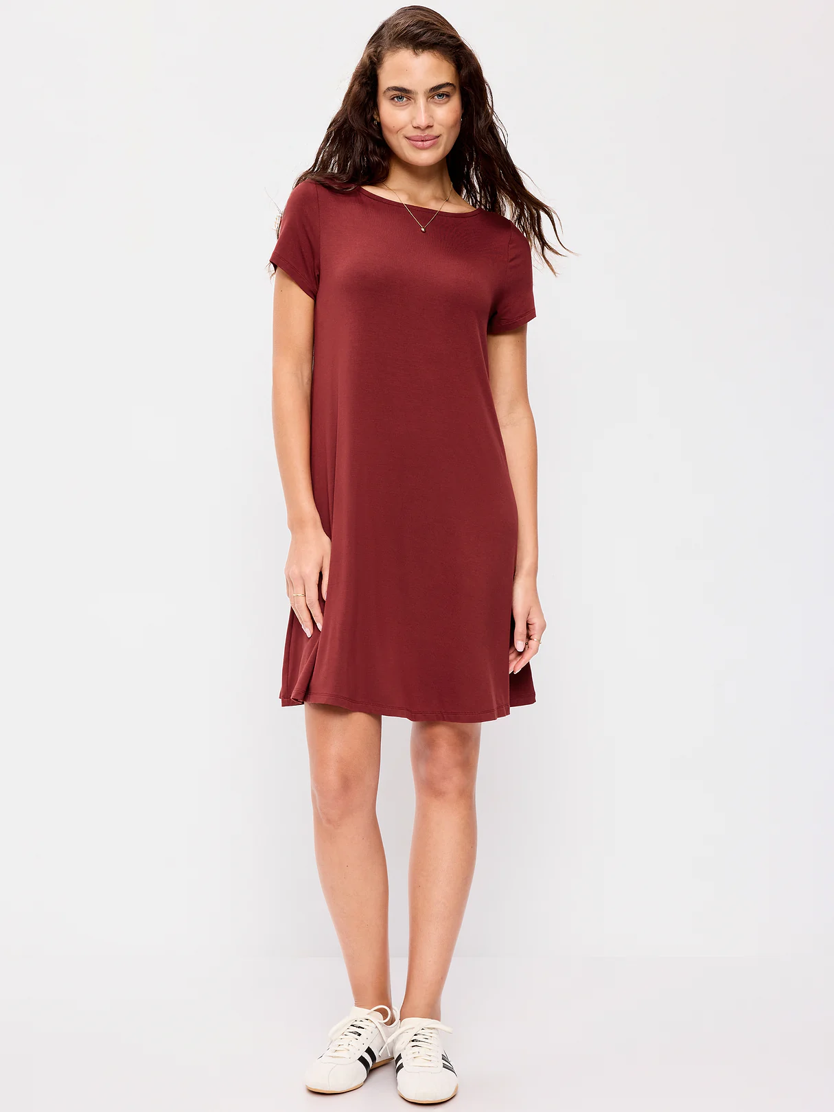 Short-Sleeve Mini Swing Dress - Emberglow