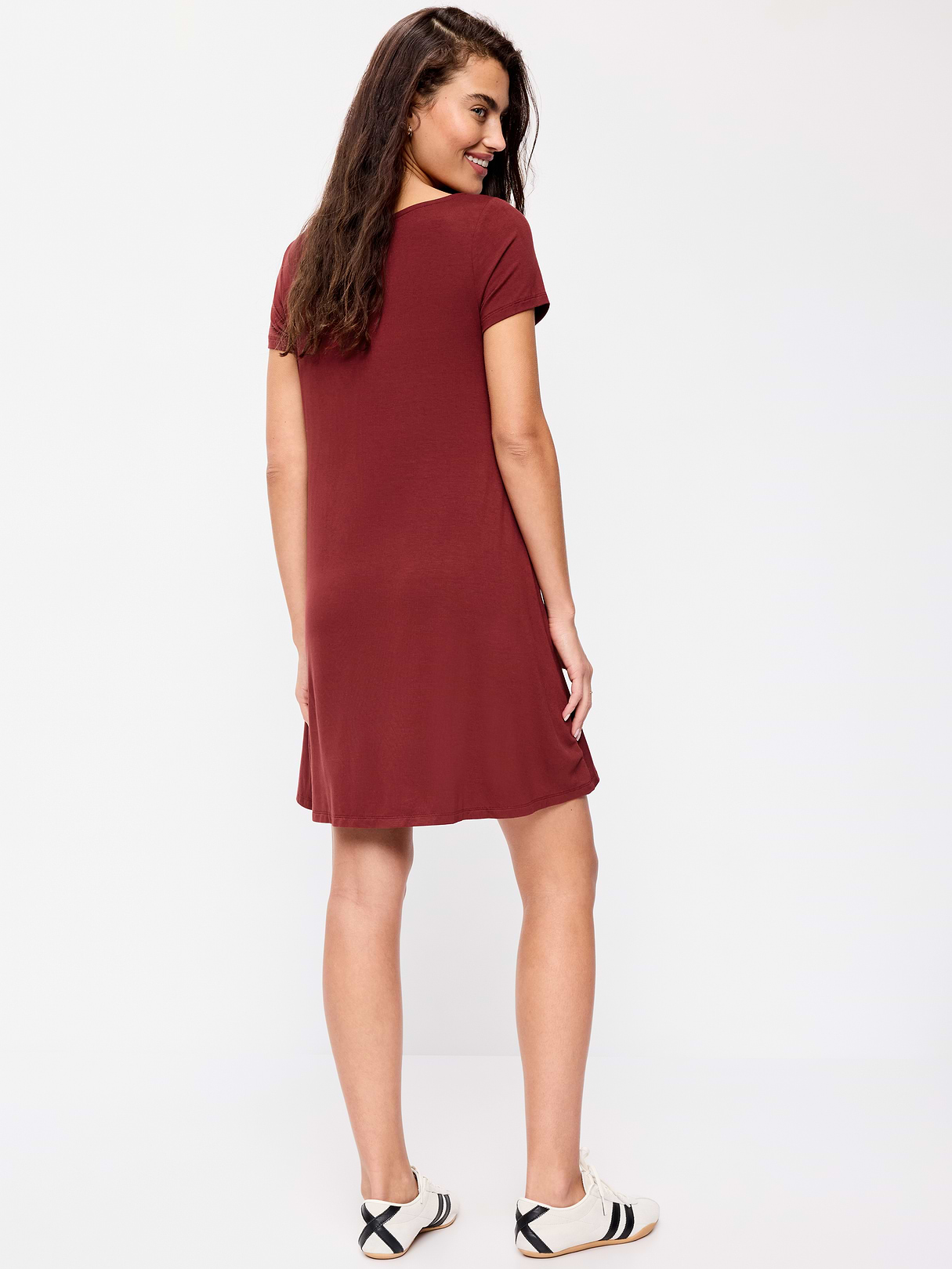 Short-Sleeve Mini Swing Dress - Emberglow
