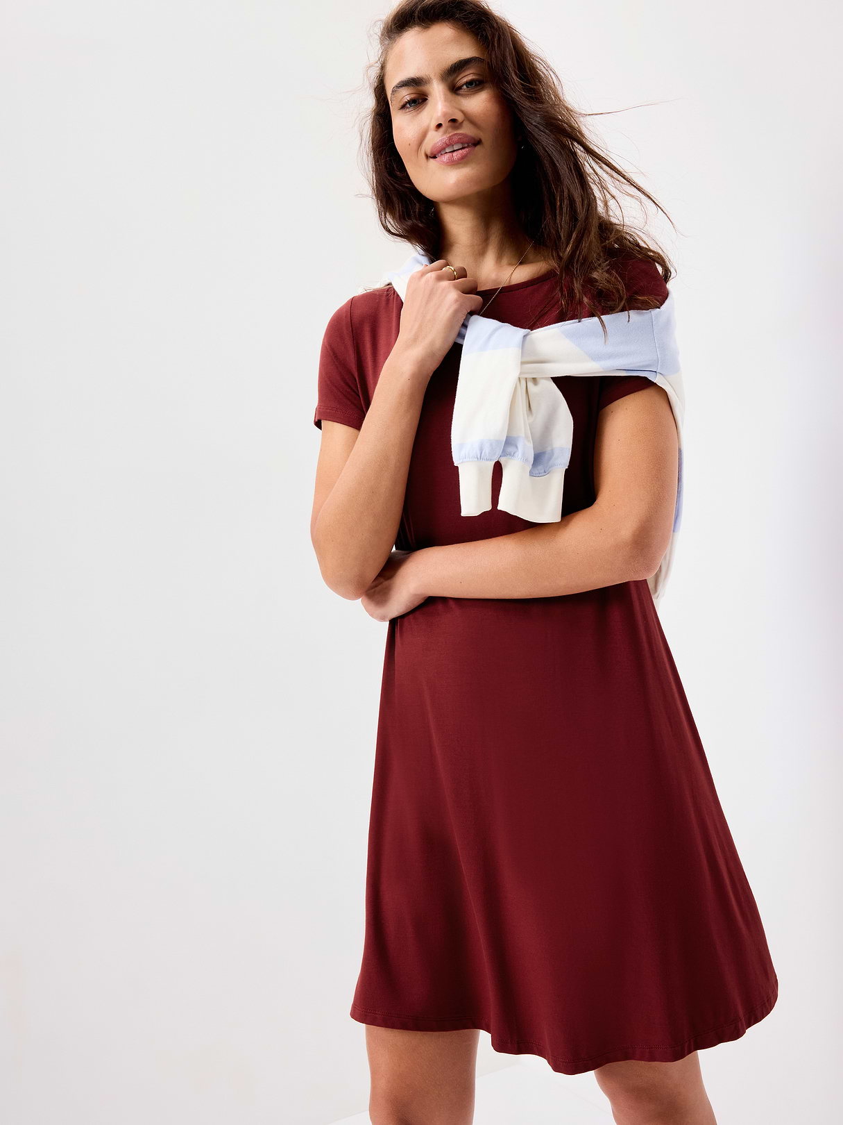 Short-Sleeve Mini Swing Dress - Emberglow