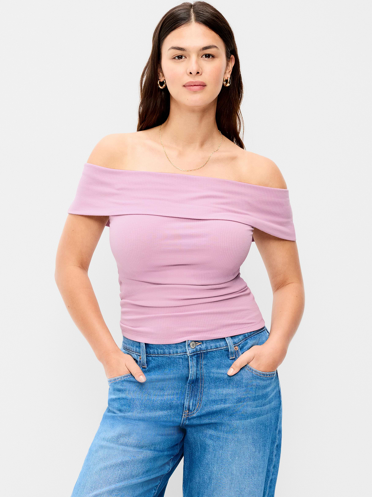 Off-The-Shoulder Fitted Top - Rose Dawn