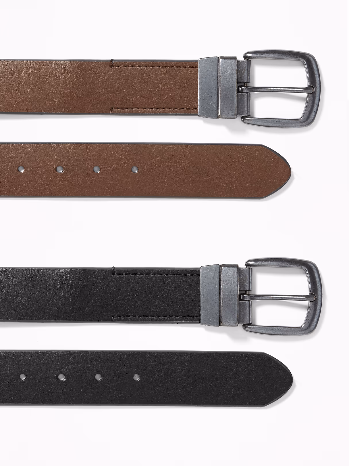 Faux-Leather Reversible Belt - Dark Brown