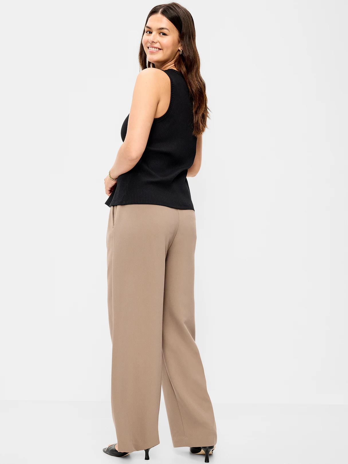 Extra High-Waisted Taylor Wide-Leg Trouser Pants - Sedimentary