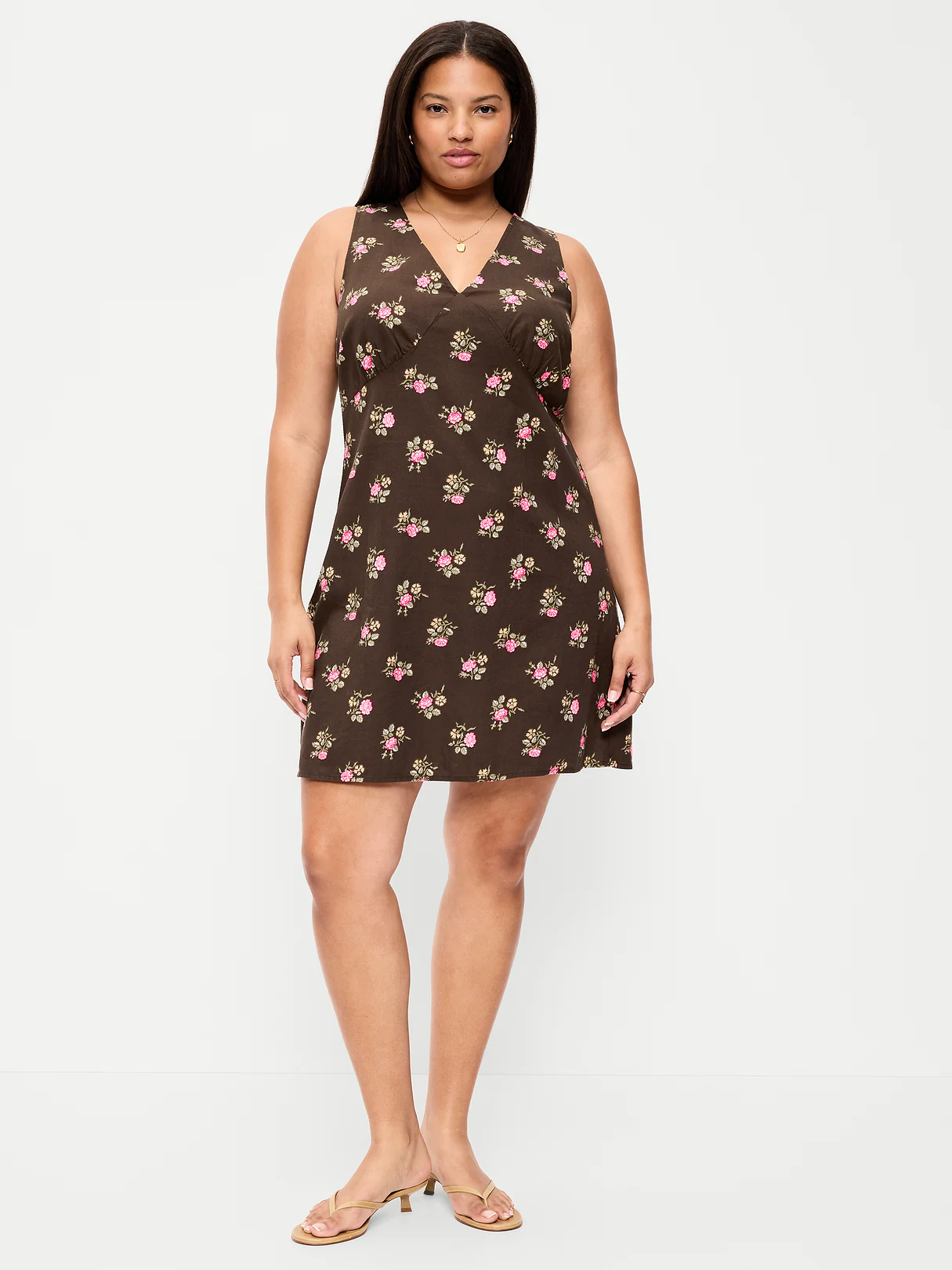 Sleeveless A-Line Mini Dress - Multi Floral