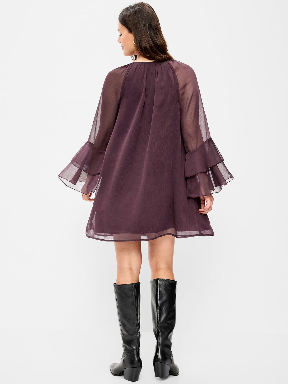 Bell-Sleeve Boho Mini Dress - Veil Of Night