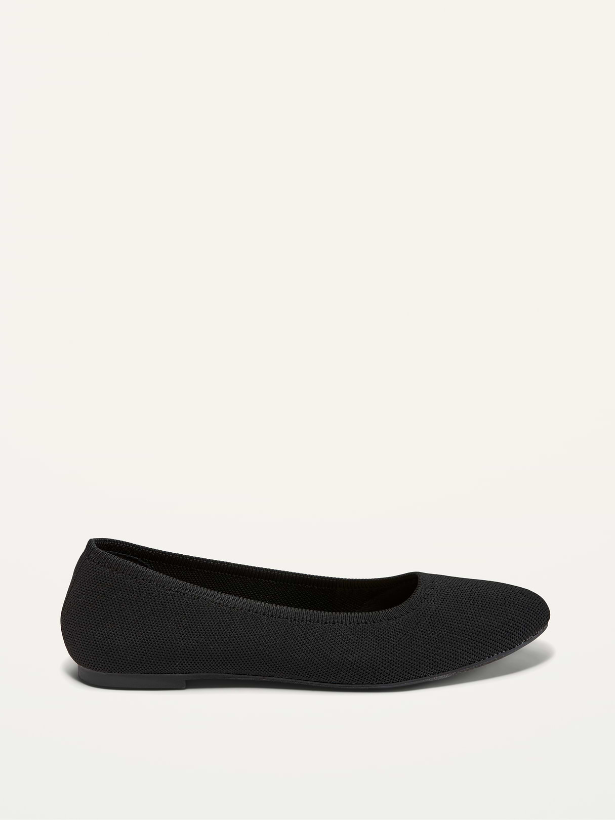 Knit Almond-Toe Ballet Flats - Black Jack
