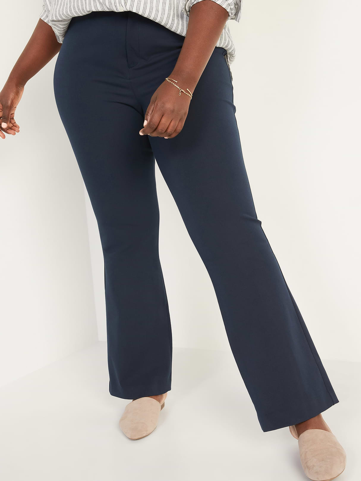 High-Waisted Pixie Flare Pants - Navy