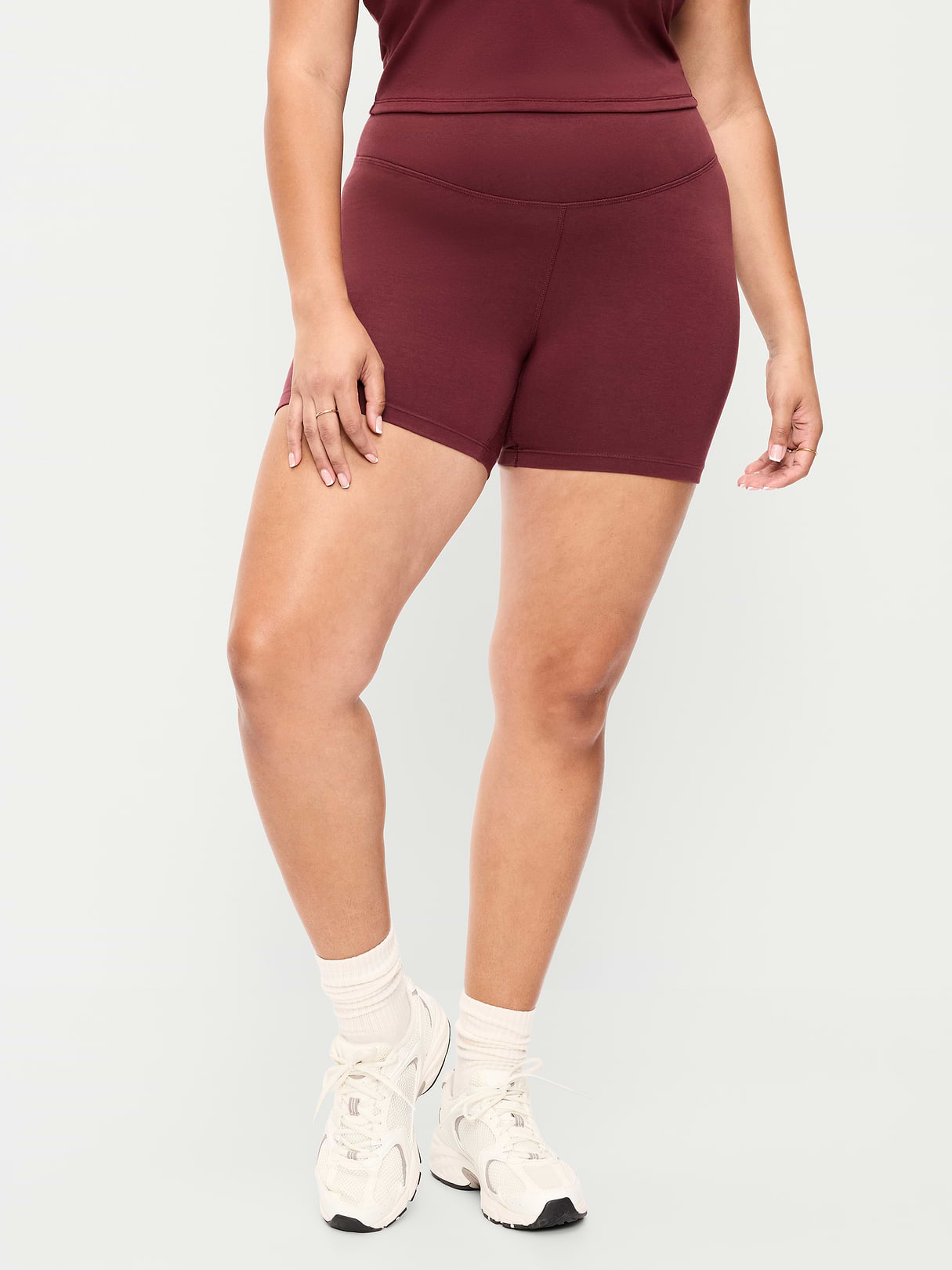 High-Waisted PowerChill Biker Shorts -- 5-inch inseam - Wine Tasting