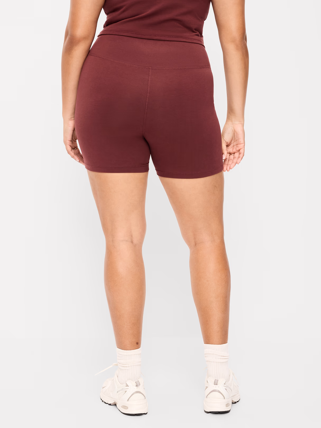High-Waisted PowerChill Biker Shorts -- 5-inch inseam - Wine Tasting