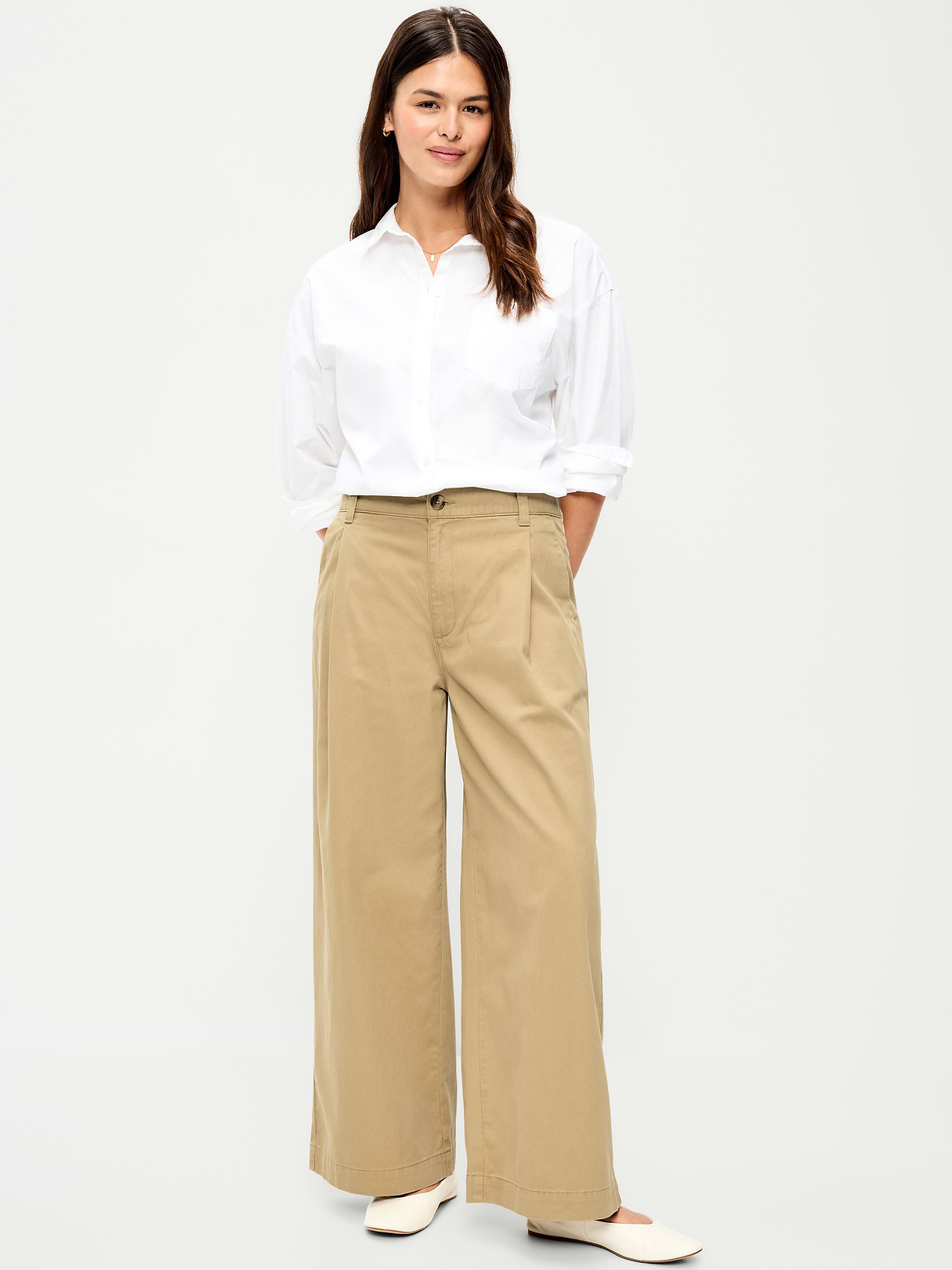 Mid-Rise Pleated Wide-Leg Pants - Teakwood