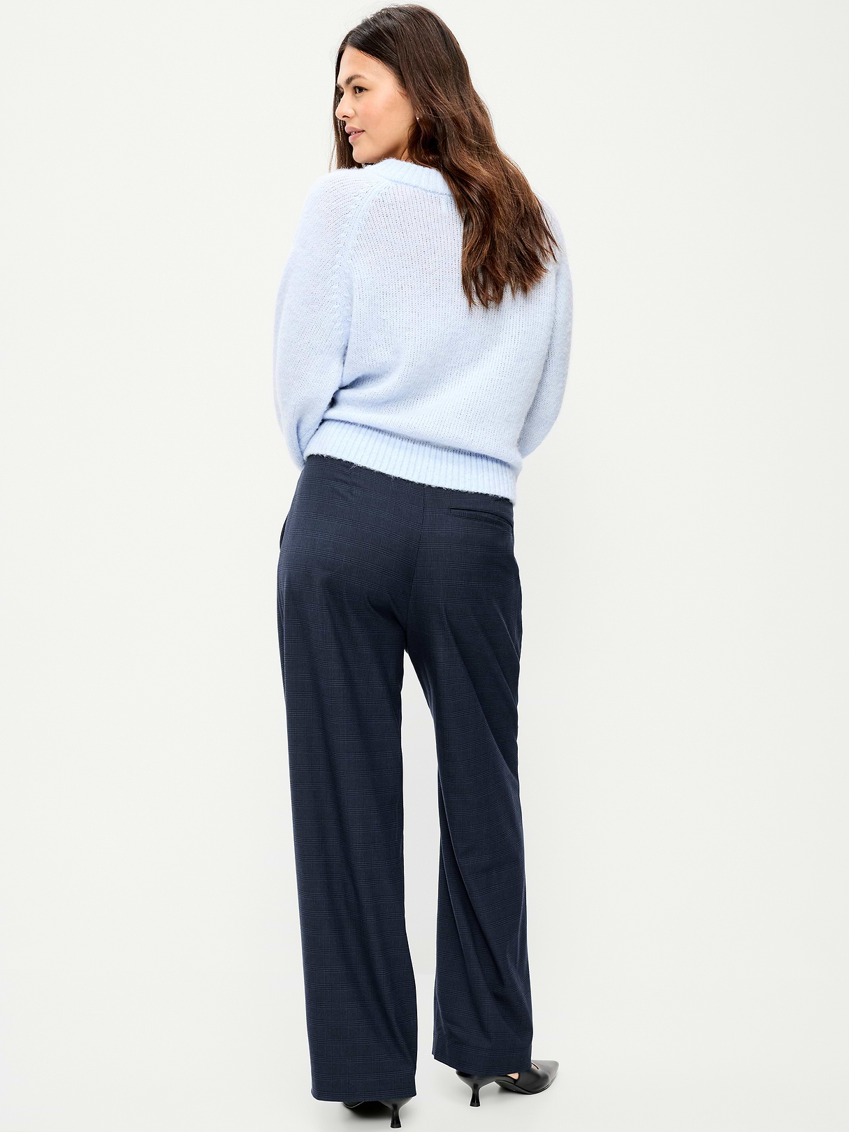 Mid-Rise Pleated Wide-Leg Pants - Navy Captain