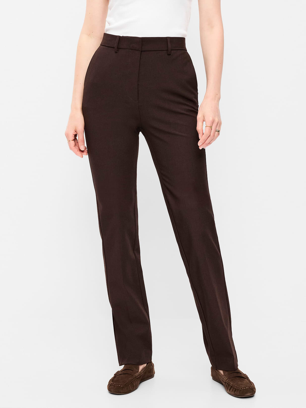 Extra High-Waisted Straight-Leg Twill Pants - Black Coffee