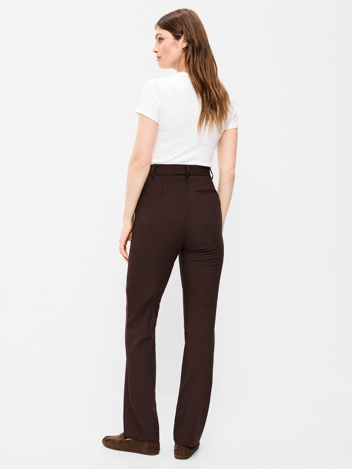 Extra High-Waisted Straight-Leg Twill Pants - Black Coffee